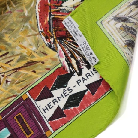HERMES Carre 90 Silk 100% Scarf Stole "Les Cheyennes" #74822