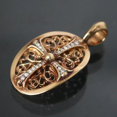 Chrome Hearts 22K Classic Oval Pavé Diamond Pendant #102089