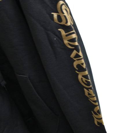 Chrome Hearts Old English logo Zip Up Hoodie Black and Khaki ＃30907