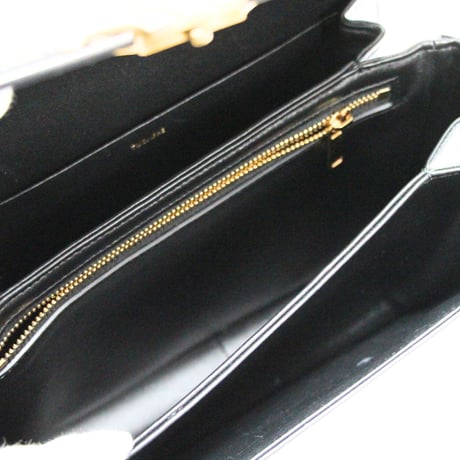 CELINE Classic Triomphe Shoulder Bag Calf Leather Black #75321