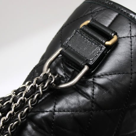CHANEL Medium Gabrielle Hobo Bag Quilted Aged Calfskin Black #73879