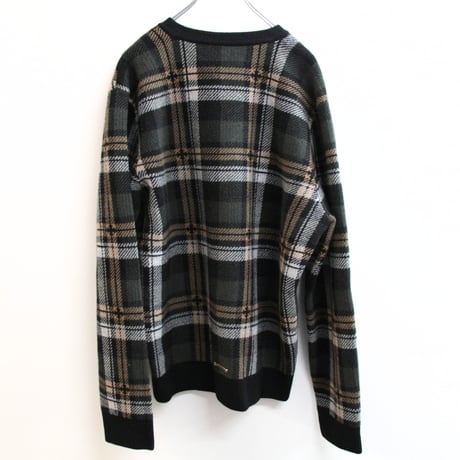 Chrome Hearts BIG CITY Check Pattern V-Neck Knit Jumper #30612