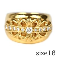 【￥2,999,900】 Chrome Hearts 22K Old Floral Cross Pavé Diamond Ring #103470