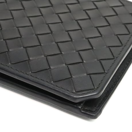 BOTTEGA VENETA Bifold Wallet Intrecciato Leather Black #18532