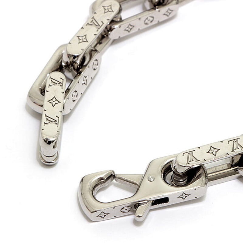 Louis Vuitton Authentic Bracelet Chain Monogram M64223 Silver Size