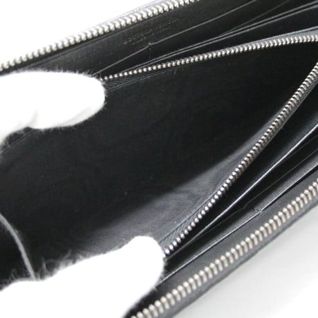 BOTTEGA VENETA Zip-around Wallet Intrecciato Leather Black #74279