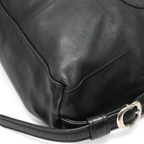 Chrome Hearts Black Heavy Leather Lelo Bag with Cross Patch #31094