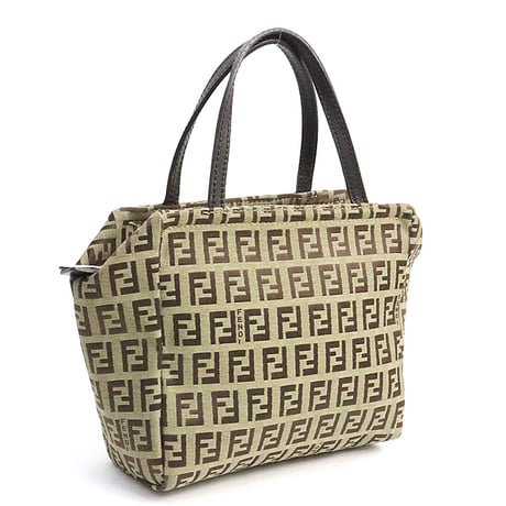 FENDI Mini Tote Bag Zucchino Canvas Brown Beige ＃74514