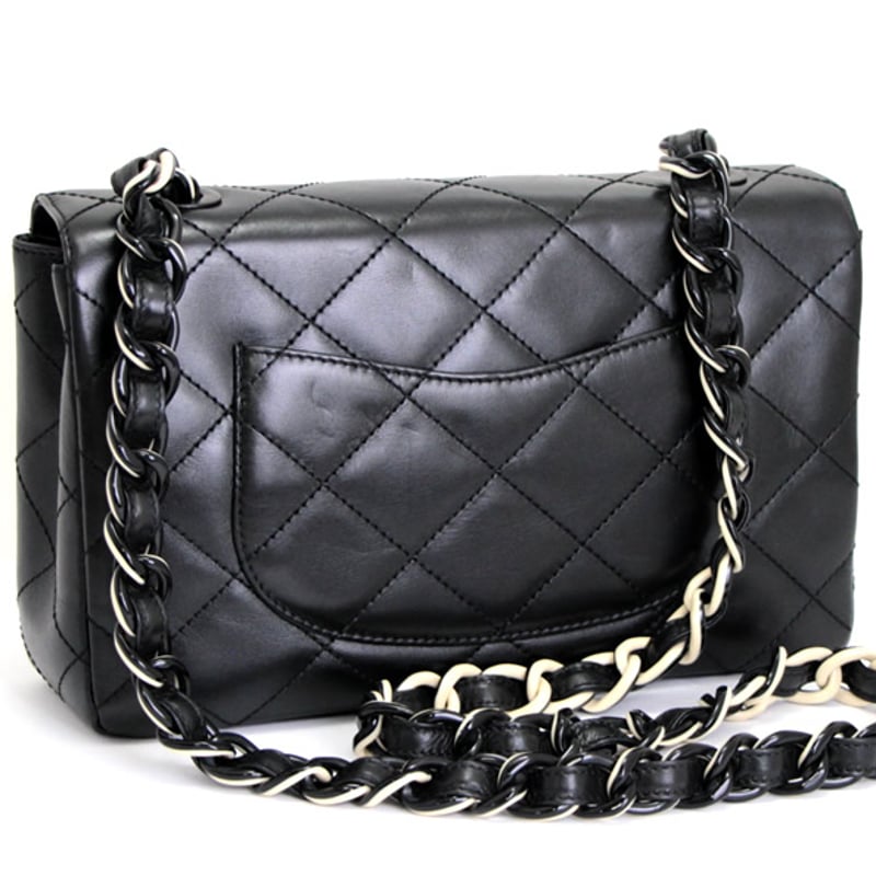 CHANEL Plastic Chain Flap Bag Quilted Leather B
