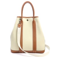 HERMES Garden File PM Tote Bag Toile Militaire Gold #18908