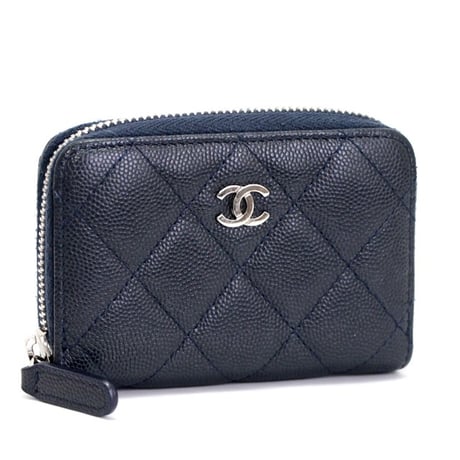 Chanel Pink Quilted Iridescent Leather CC Zip Coin Purse Chanel