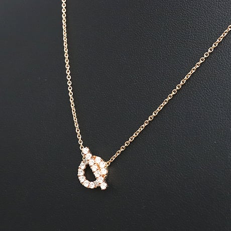 HERMES Finesse Pendant Necklace 18K Pink Gold Diamond #18607