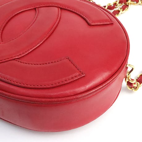 CHANEL Oval Camera Bag with Tassel Charm Lambskin Red #75238