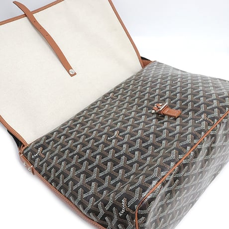 GOYARD Capetien MM Messenger Bag Goyardine Coated Canvas Black/Brown #30039