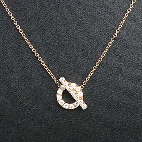 HERMES Finesse Pendant Necklace 18K Pink Gold Diamond #18607