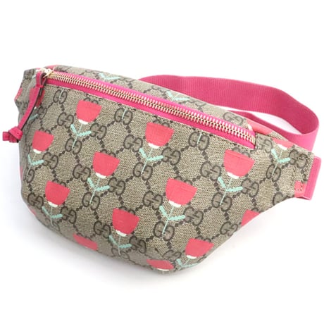 GUCCI Children's Belt Bag Floral Print GG Canvas Beige #19136