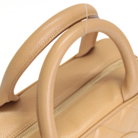 CHANEL Small Bowler Bag Quilted Caviar Beige #74225