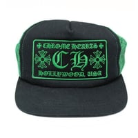 CHROME HEARTS CH Logo Trucker Hat Green #30997