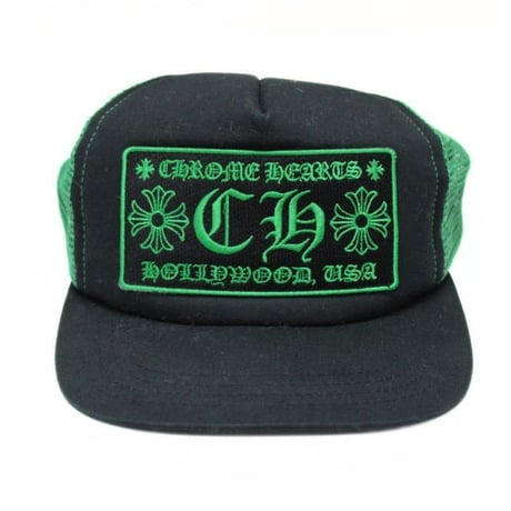 CHROME HEARTS CH Logo Trucker Hat Green #30997