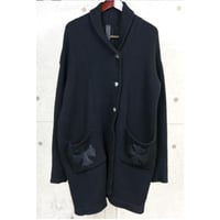 CHROME HEARTS Cashmere Long Cardigan With Leather Patches Black＃103432