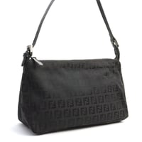 FENDI Mini Shoulder Bag Zucchino Canvas Black ＃74757