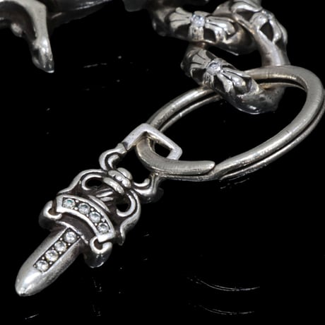 Chrome Hearts Extra Fancy Pave Diamond Keychain Short With Dagger #30933
