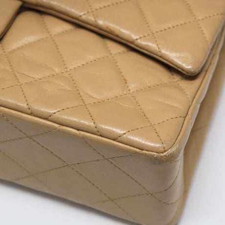CHANEL Classic 25 Medium Double Flap Bag Quilted Lambskin Beige ＃74712