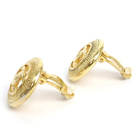 CHANEL CC Logo Button Clip-on Earrings Gold-toned #19421