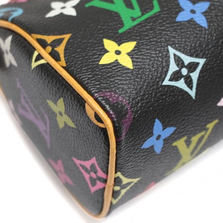 Louis Vuitton x Murakami Mini Speedy Handbag Monogram Multicolor Black M92644 #75261