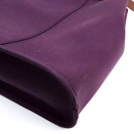 HERMES Cabag PM Shoulder Bag Toile O Leather Purple ＃18574