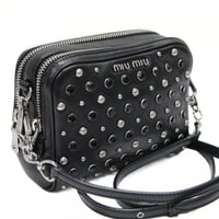 Miu Miu Mini Camera Bag Studded Leather Black #73256