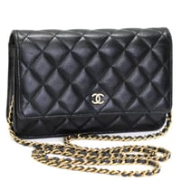 CHANEL Wallet on Chain Bag Quilted Caviar Black #74836