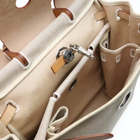 HERMES Herbag Ado PM Toile H Vache Hunter Leather Light Brown ＃18545