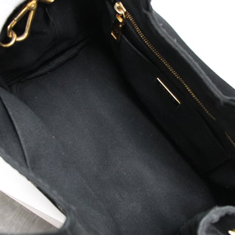 PRADA Mini Canapa Handbag Canvas Black 1BG439 #75040