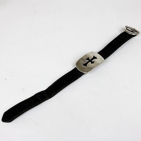 Chrome Hearts Dog Tag Gunslinger Leather Bracelet #102633