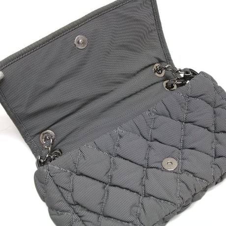 CHANEL Bubble Flap Shoulder Bag Quilted Nylon Gray＃75035