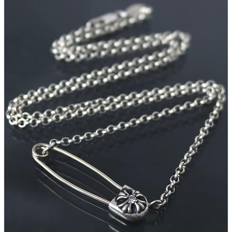 Chrome Hearts Safety Pin 1P Diamond Roll Chain Necklace #103118