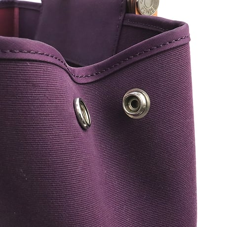 HERMES Cabag PM Shoulder Bag Toile O Leather Purple ＃18574