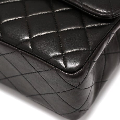 CHANEL Parent & Child Top Handle Flap Bag Quilted Lambskin Black #74496