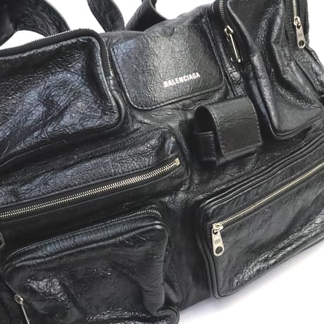 BALENCIAGA Large Superbusy Sling Bag Leather Black #19129