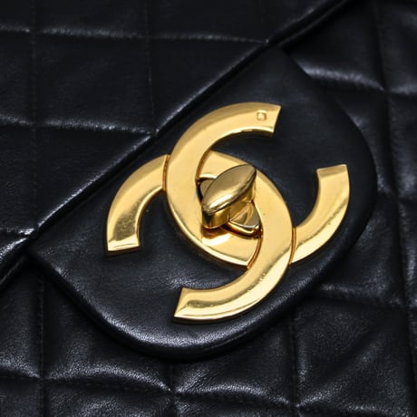 CHANEL Classic 34 Maxi Flap Bag Quilted Lambskin Black ＃74956