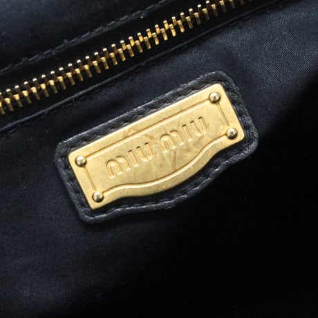 Miu Miu Matelasse Handbag Leather Black #74971