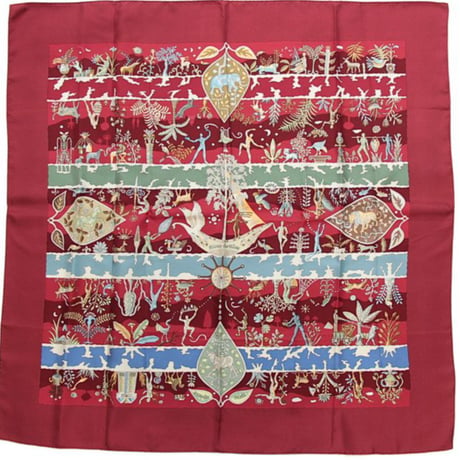 HERMES Carre 90 Silk 100% Scarf Stole ”River fertiles" #74427