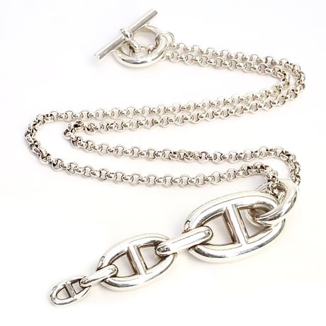HERMES Chaine d'Ancre Enchainee GM Necklace Sterling Silver 925 ＃18879