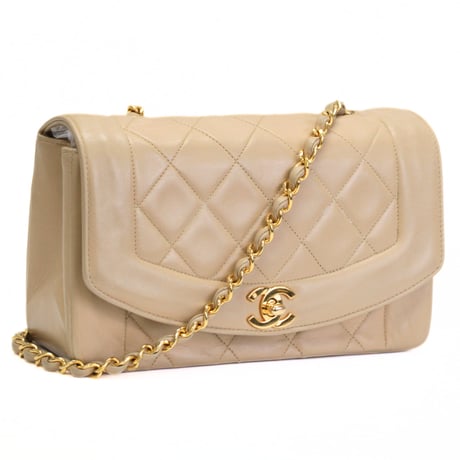 CHANEL Diana 22 Small Flap Bag Quilted Lambskin Beige ＃74776