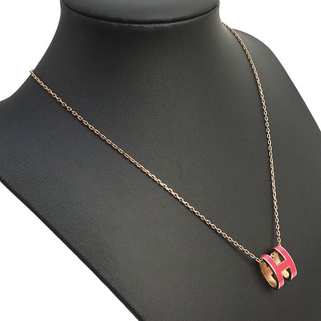 HERMES Mini Pop H Pendant Necklace Gold-toned #18586