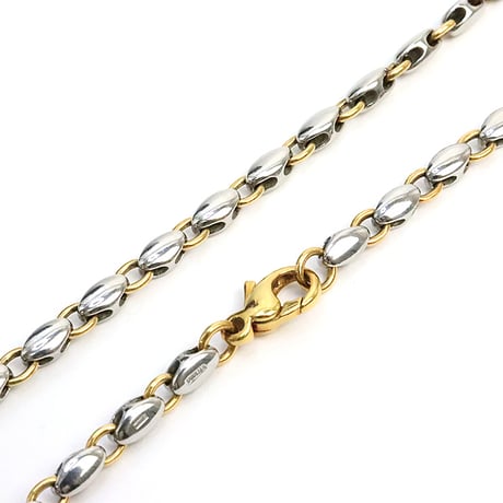 BVLGARI Rice Chain Necklace 18K Yellow Gold Stainless Steel ＃18896