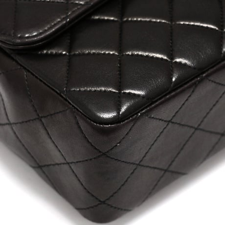 CHANEL Parent & Child Top Handle Flap Bag Quilted Lambskin Black #74496