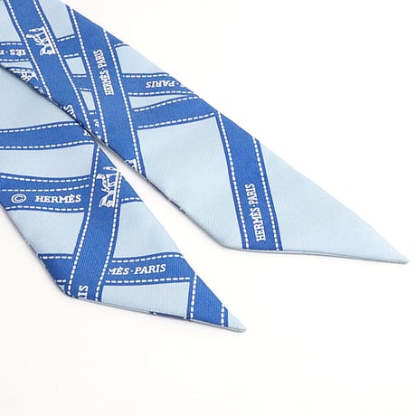HERMES Twilly Scarf Silk Bolduc Blue #19191