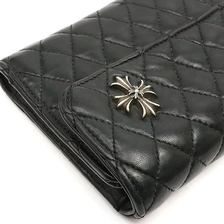 Chrome Hearts WAVE QUILTED 3 SNAP WALLET  Black #30028